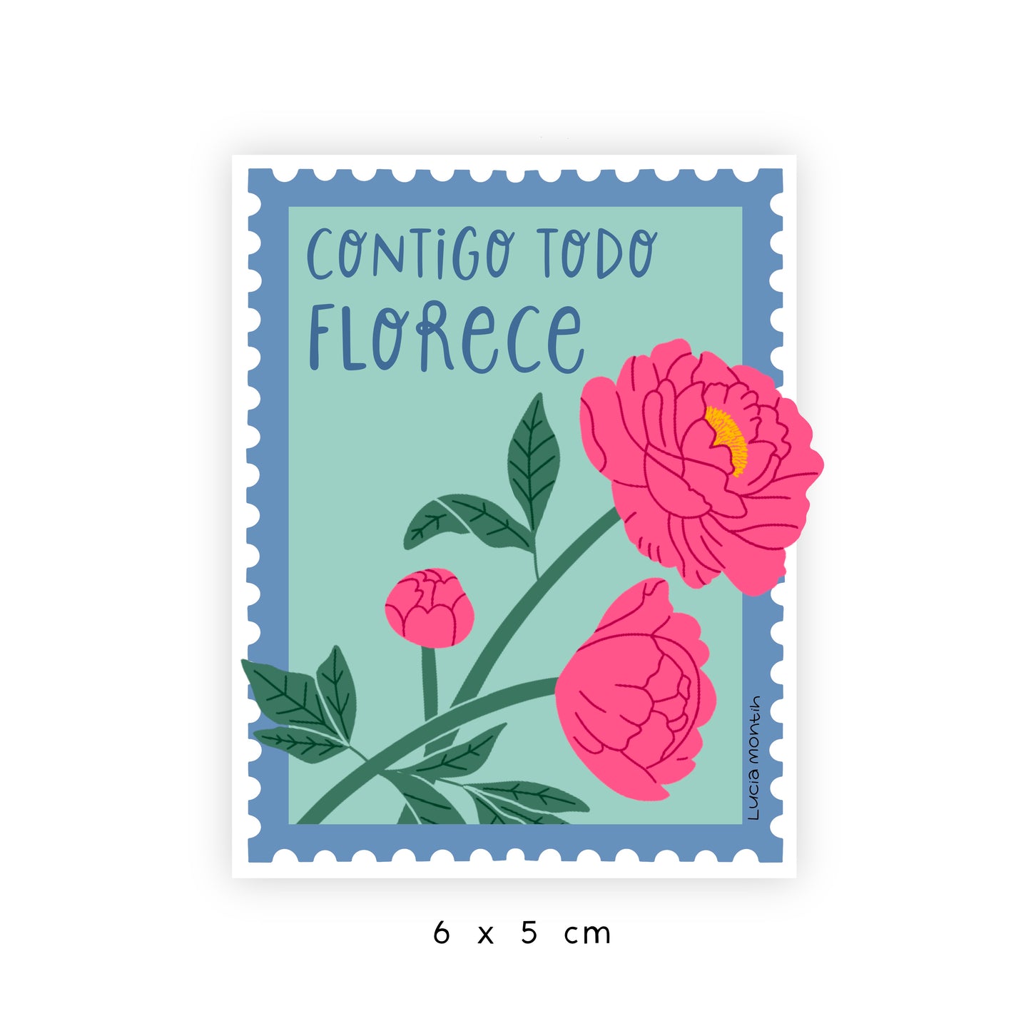 Sticker de Vinilo - Contigo todo florece