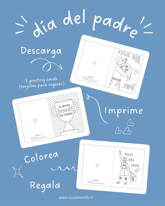 3 Tarjetas para Colorear – Día del Padre