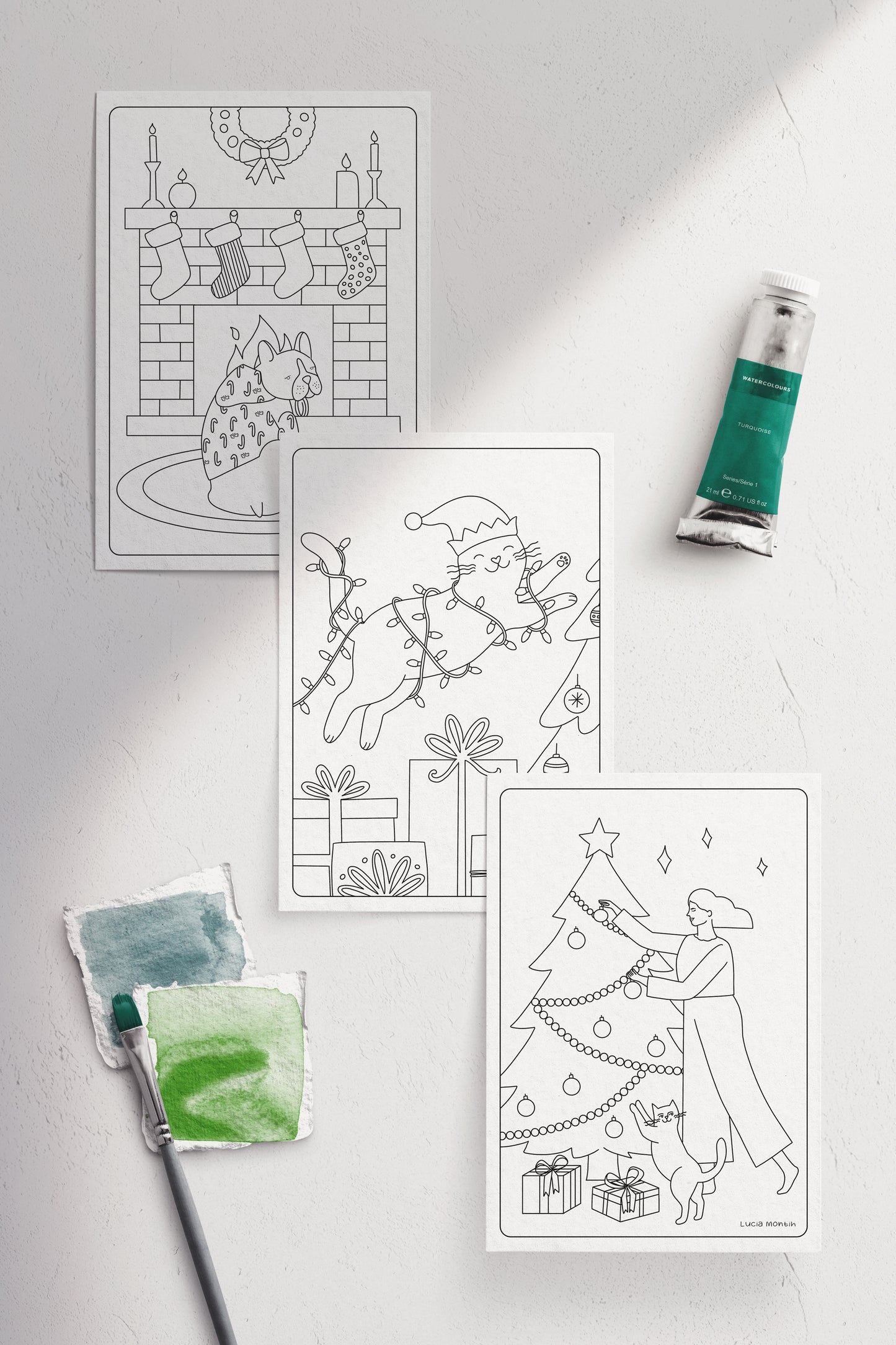 Set de 10 láminas navideñas para imprimir y colorear – Versión digital