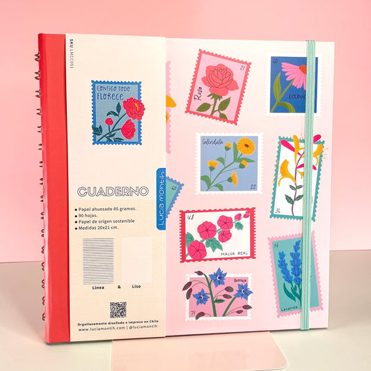 Cuaderno 20x21 Estampillas florales
