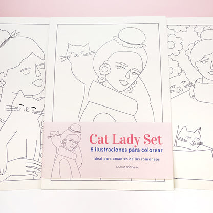 Cat Lady Set – Láminas para colorear