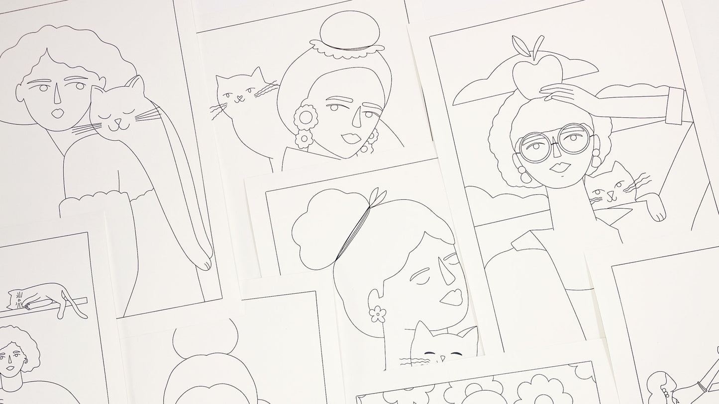 Cat Lady Set – Láminas para colorear