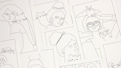 Cat Lady Set – Láminas para colorear