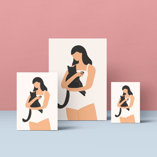 Art Print - Ella y su gato