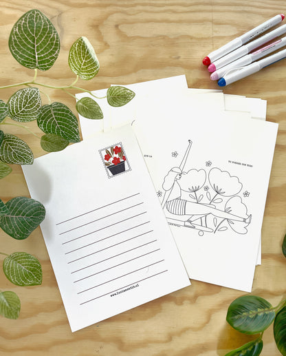 Set de 12 postales/láminas inspiradoras para colorear
