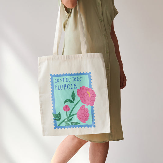 Tote bag - Contigo todo florece