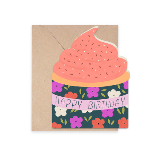 Greeting Cards Cup Cake - Feliz cumpleaños