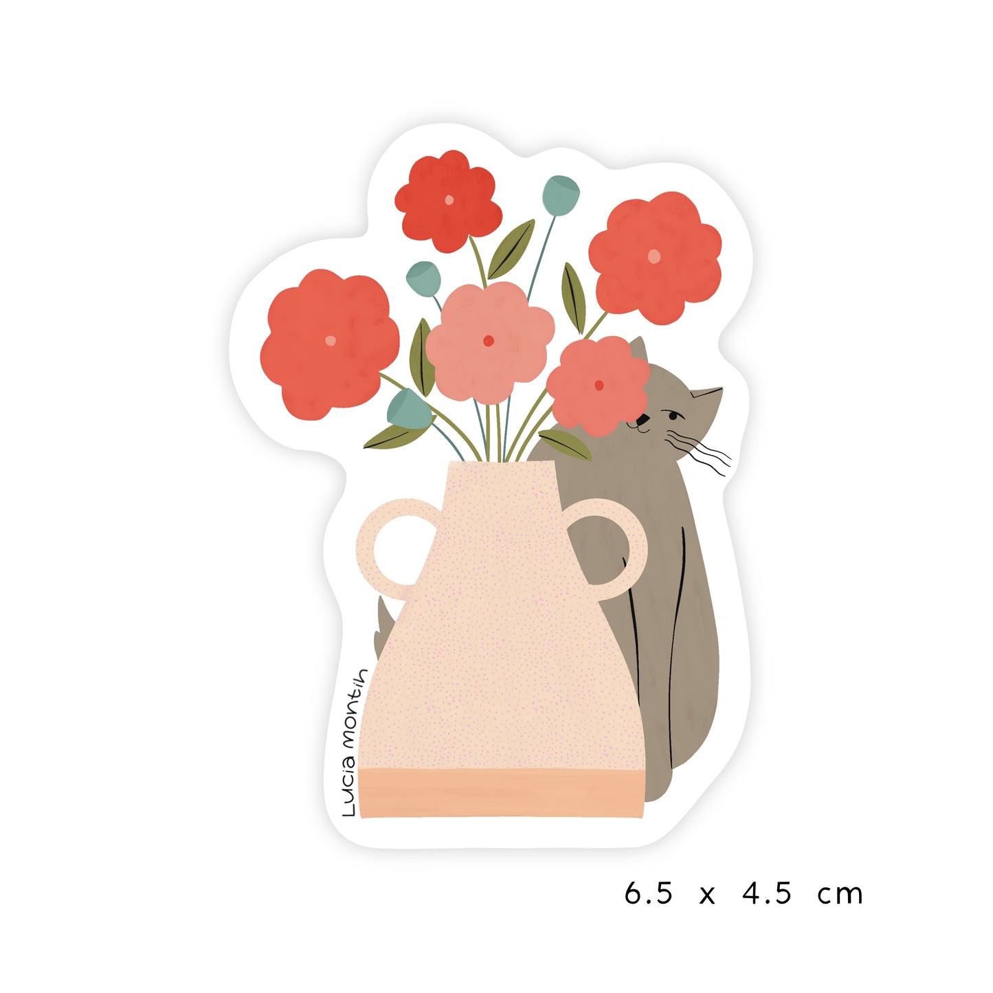 Sticker de Vinilo - Florero gatuno
