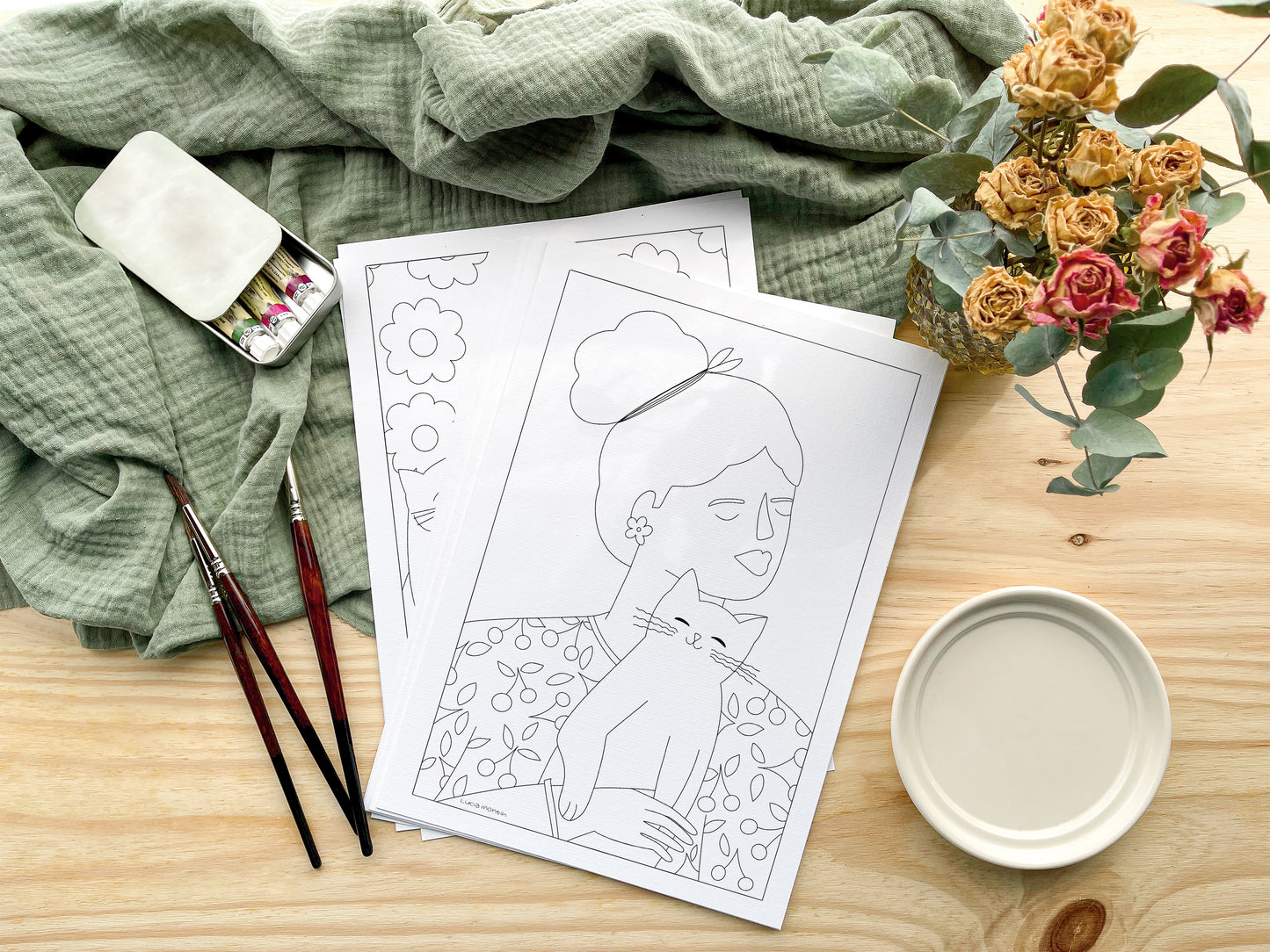 Cat Lady Set – Láminas para colorear