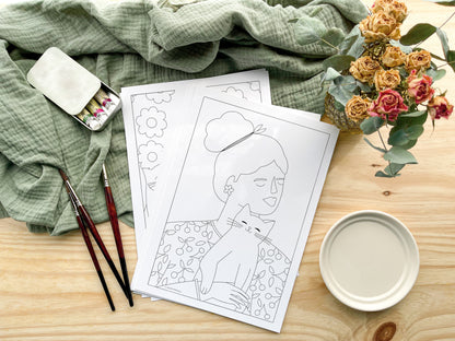 Cat Lady Set – Láminas para colorear