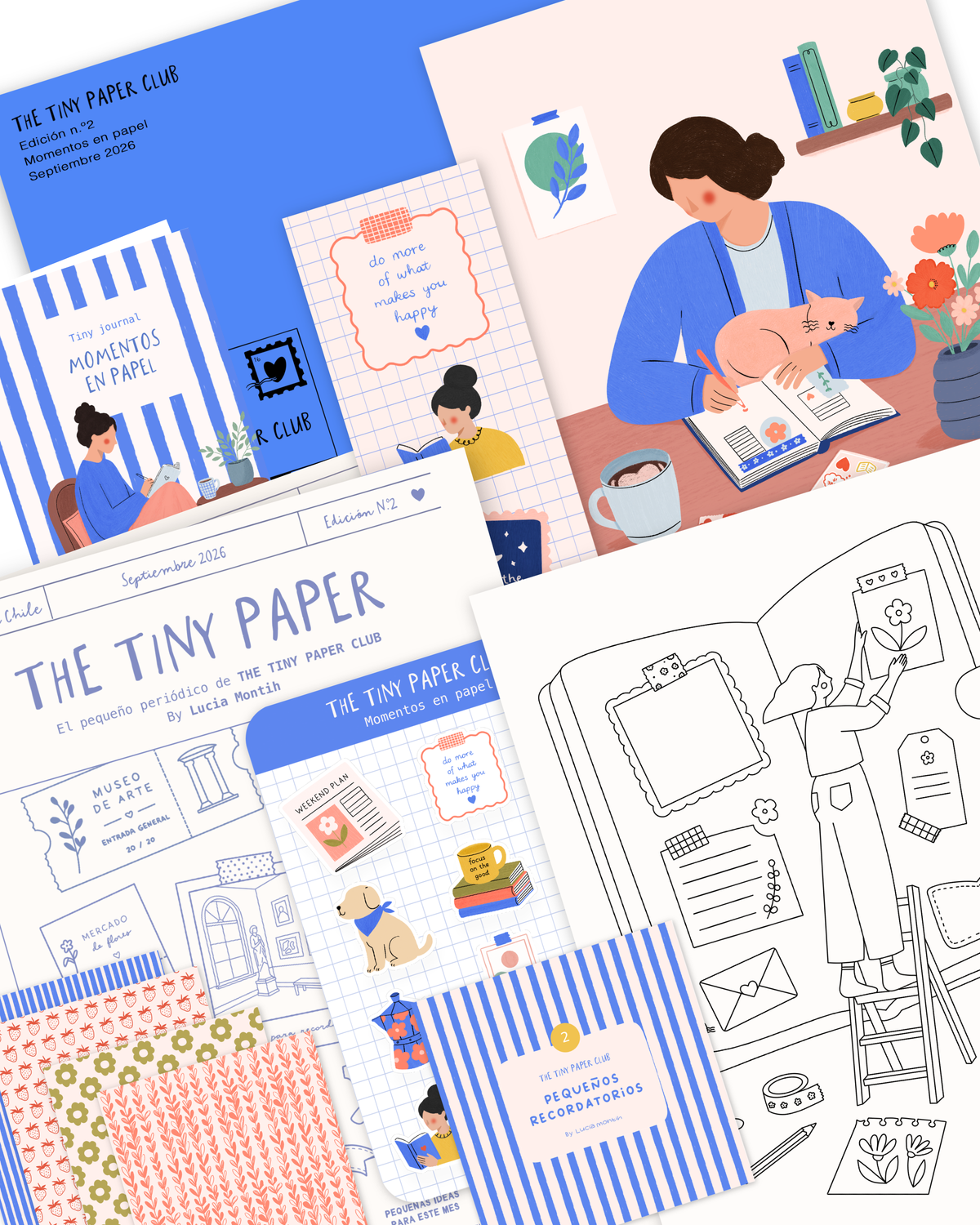 Piezas incluidas en la edición mensual vigente de The Tiny Paper Club